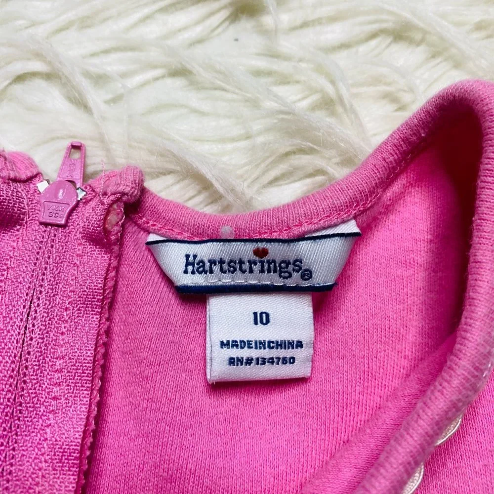 Hartstrings‎ Girls Knit A-Line Tank Dress Pink Ribboned Flower Waist Size 10